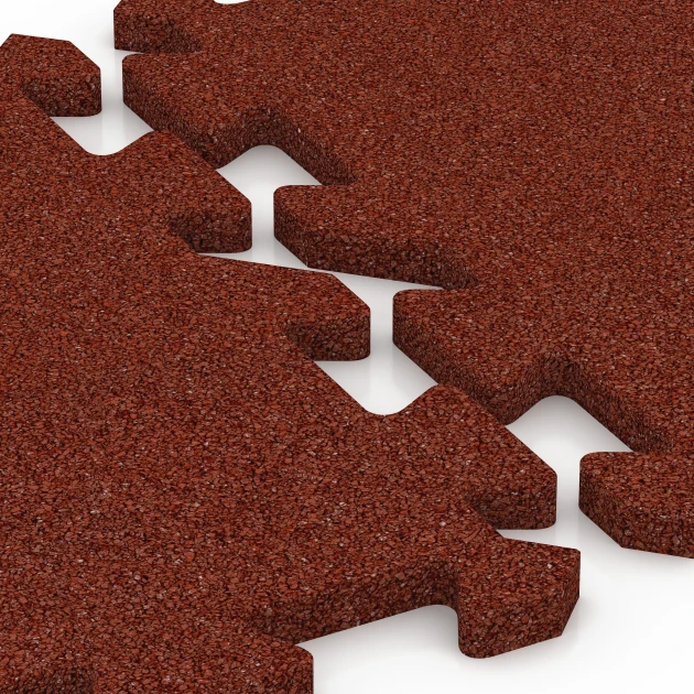 Großaufnahme vom Verbindungssystem von WARCO-Boden 6984 - Mata fitness puzzle im Farbdesign Czerwony ceglasty. Abmessungen 50 x 50 x 2 cm | 0,25 m².