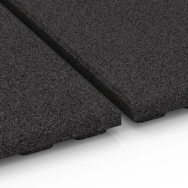 Großaufnahme vom Verbindungssystem von WARCO-Boden 6383 - Stallmatte Komfort im Farbdesign Antracyt. Abmessungen 100 x 100 x 4 cm.