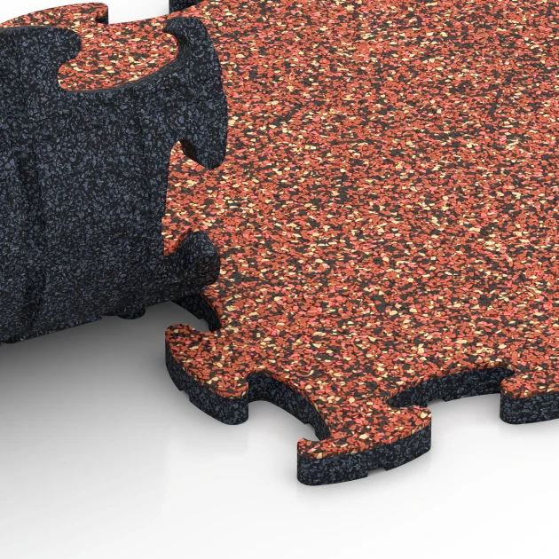 Großaufnahme vom Verbindungssystem von WARCO-Boden 6782 - Mata gimnastyczna im Farbdesign Etna. Abmessungen 44,6 x 44,6 x 1,8 cm.