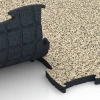 Großaufnahme vom Verbindungssystem von WARCO-Boden 6892 - Fitness Max Floor System im Farbdesign Trawertyn. Abmessungen 97,1 x 97,1 x 2,8 cm.