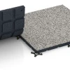 Großaufnahme vom Verbindungssystem von WARCO-Boden 7133 - Podłoga na siłownię zewnętrzną im Farbdesign Szary granit. Abmessungen 60 x 60 x 3 cm | 0,36 m².