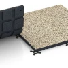 Großaufnahme vom Verbindungssystem von WARCO-Boden 7138 - Podłoga na siłownię zewnętrzną im Farbdesign Trawertyn. Abmessungen 60 x 60 x 3 cm | 0,36 m².