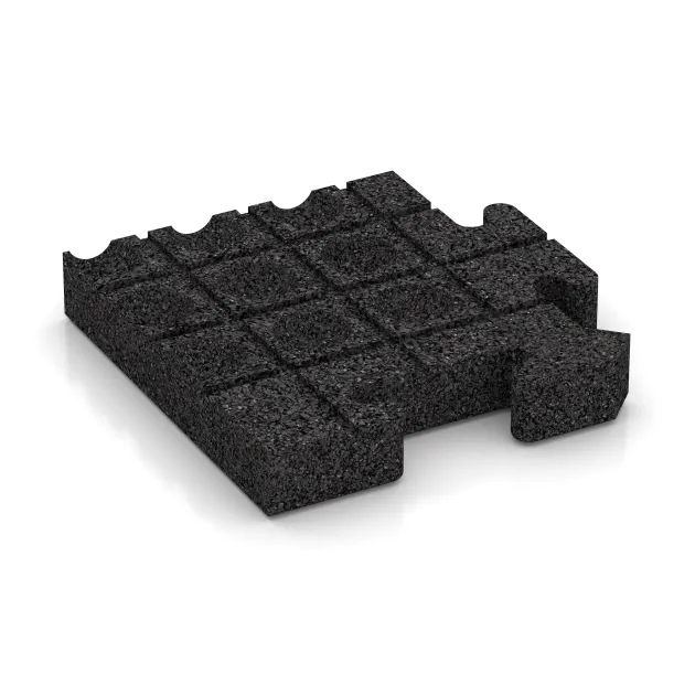 Aufsicht auf die Unterseite, also die Bodenseite von WARCO-Formteil 5222 - Płyta narożna im Format 235 x 235 x 40 mm.