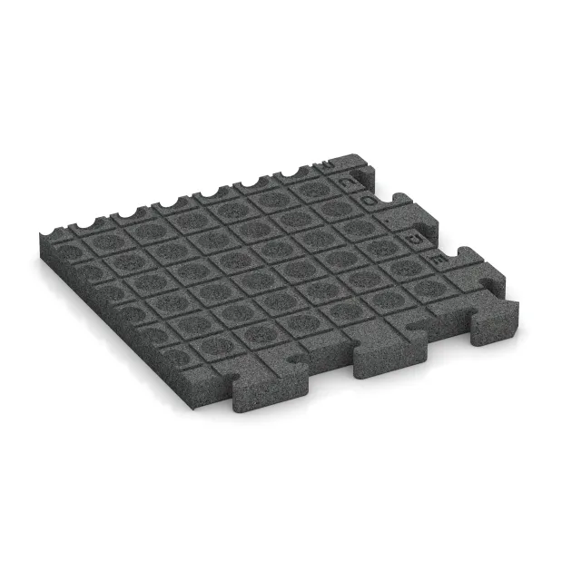 Aufsicht auf die Unterseite, also die Bodenseite von WARCO-Formteil 5155 - Płyta narożna im Format 485 x 485 x 40 mm.