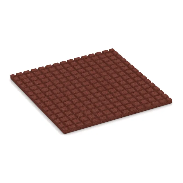 Aufsicht auf die Unterseite, also die Bodenseite von WARCO-Formteil 5665 - Płyta gumowa na plac zabaw 4 cm - EN 1177 ≤ 110 cm im Format 1000 x 1000 x 40 mm.