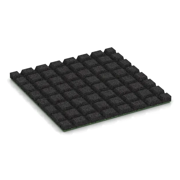 Aufsicht auf die Unterseite, also die Bodenseite von WARCO-Formteil 0547 - Płyta gumowa na plac zabaw im Format 500 x 500 x 30 mm.