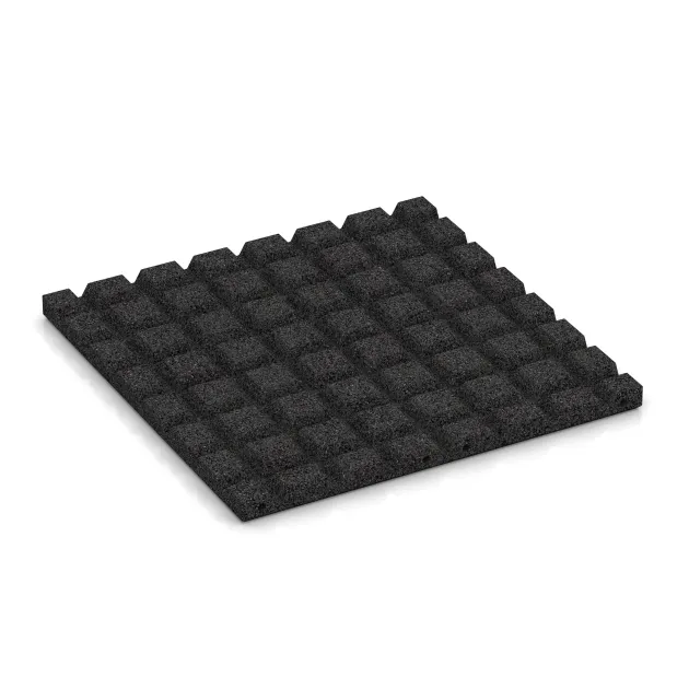 Aufsicht auf die Unterseite, also die Bodenseite von WARCO-Formteil 3977 - Płyta podłogowa dla psów im Format 500 x 500 x 30 mm.