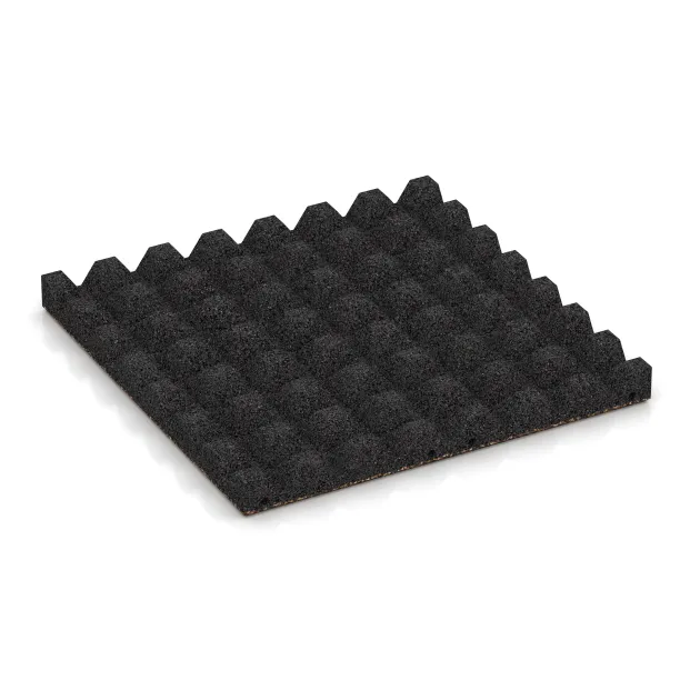 Aufsicht auf die Unterseite, also die Bodenseite von WARCO-Formteil 0645 - Płyta gumowa na plac zabaw im Format 500 x 500 x 45 mm.