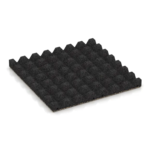 Aufsicht auf die Unterseite, also die Bodenseite von WARCO-Formteil 0648 - Płyta gumowa na plac zabaw im Format 500 x 500 x 45 mm.