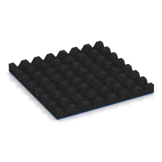 Aufsicht auf die Unterseite, also die Bodenseite von WARCO-Formteil 0629 - Płyta gumowa na plac zabaw im Format 500 x 500 x 45 mm.