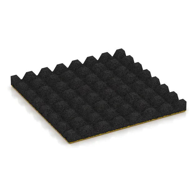 Aufsicht auf die Unterseite, also die Bodenseite von WARCO-Formteil 0636 - Płyta gumowa na plac zabaw im Format 500 x 500 x 45 mm.