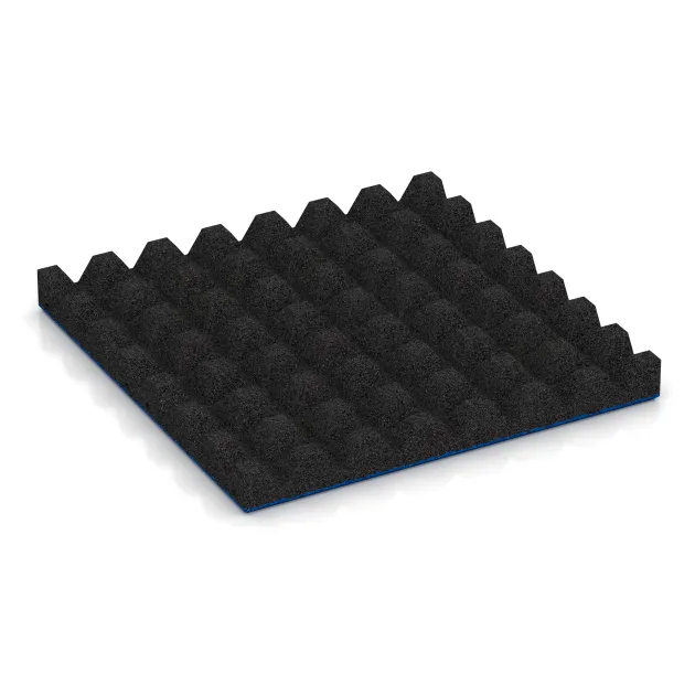 Aufsicht auf die Unterseite, also die Bodenseite von WARCO-Formteil 0679 - Płyta gumowa na plac zabaw im Format 500 x 500 x 50 mm.