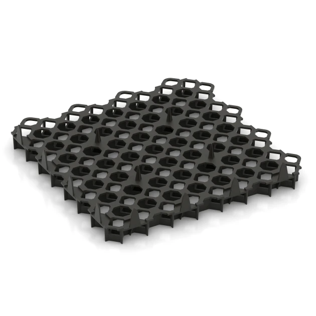 Aufsicht auf die Unterseite, also die Bodenseite von WARCO-Formteil 5207 - Kratka stabilizująca grunt im Format 47,6 × 47,6 × 4 cm | 0,226 m².