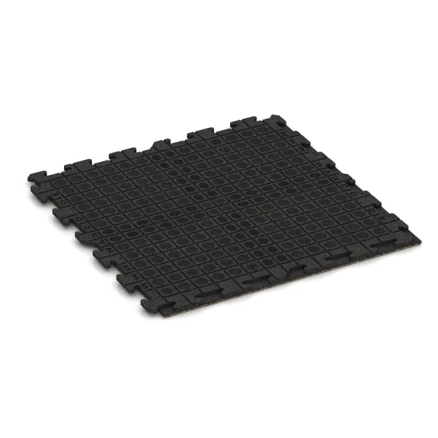 Aufsicht auf die Unterseite, also die Bodenseite von WARCO-Formteil 1606 - Nawierzchnia Fitness Płyty Gumowe Classic im Format 1000 x 1000 x 30 mm.