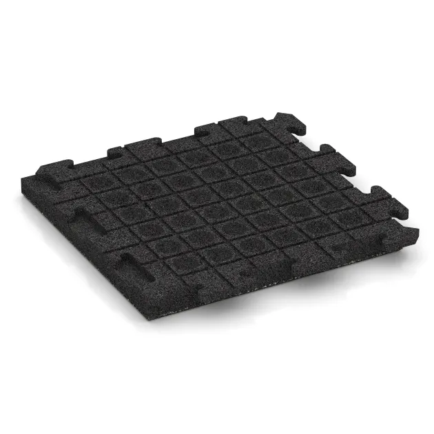 Aufsicht auf die Unterseite, also die Bodenseite von WARCO-Formteil 1458 - Nawierzchnia Fitness Płyty Gumowe Classic im Format 500 x 500 x 50 mm.