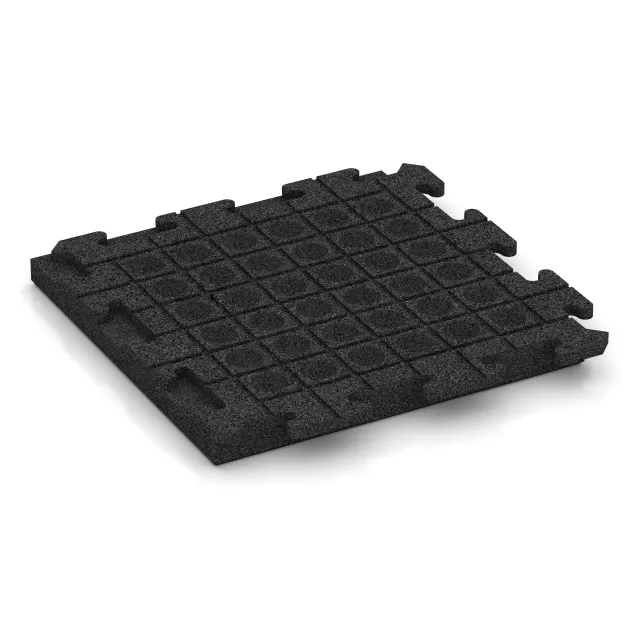 Aufsicht auf die Unterseite, also die Bodenseite von WARCO-Formteil 1490 - Nawierzchnia Fitness Płyty Gumowe Classic im Format 500 x 500 x 50 mm.