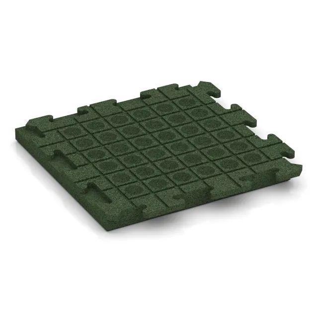 Aufsicht auf die Unterseite, also die Bodenseite von WARCO-Formteil 1492 - Nawierzchnia Fitness Płyty Gumowe Classic im Format 500 x 500 x 50 mm.