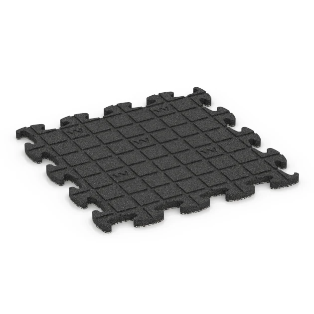 Aufsicht auf die Unterseite, also die Bodenseite von WARCO-Formteil 6932 - Mata puzzle na plac zabaw im Format 44,6 x 44,6 × 2,8 cm.