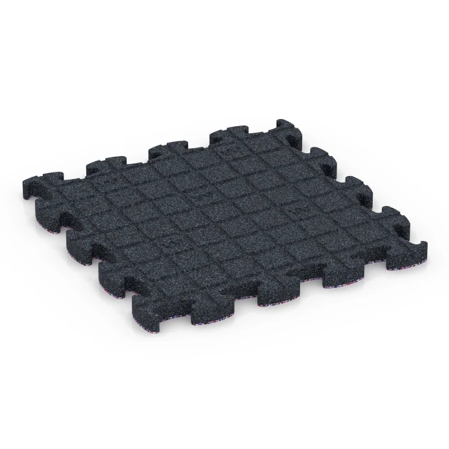 Aufsicht auf die Unterseite, also die Bodenseite von WARCO-Formteil 6936 - Mata puzzle na plac zabaw im Format 44,6 x 44,6 × 2,8 cm.