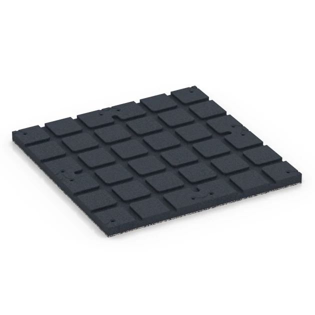 Aufsicht auf die Unterseite, also die Bodenseite von WARCO-Formteil 7133 - Podłoga na siłownię zewnętrzną im Format 60 x 60 x 3 cm | 0,36 m².