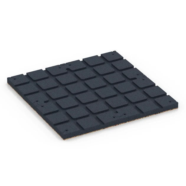 Aufsicht auf die Unterseite, also die Bodenseite von WARCO-Formteil 7135 - Podłoga na siłownię zewnętrzną im Format 60 x 60 x 3 cm | 0,36 m².