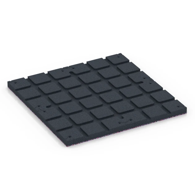 Aufsicht auf die Unterseite, also die Bodenseite von WARCO-Formteil 7137 - Podłoga na siłownię zewnętrzną im Format 60 x 60 x 3 cm | 0,36 m².