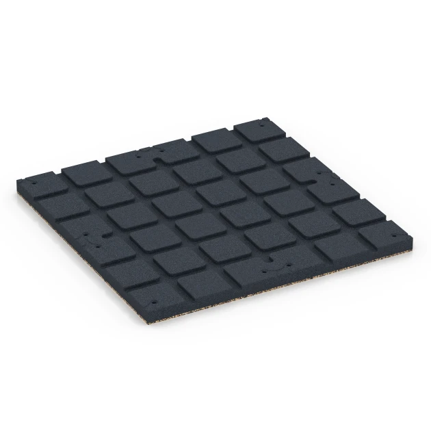 Aufsicht auf die Unterseite, also die Bodenseite von WARCO-Formteil 7140 - Podłoga na siłownię zewnętrzną im Format 60 x 60 x 3 cm | 0,36 m².