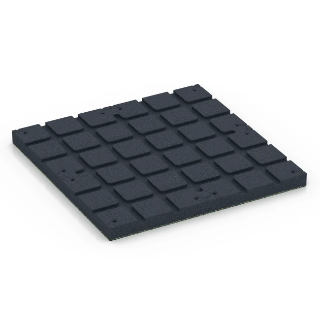 Aufsicht auf die Unterseite, also die Bodenseite von WARCO-Formteil 7143 - Podłoga na siłownię zewnętrzną im Format 60 x 60 x 4 cm | 0,36 m².