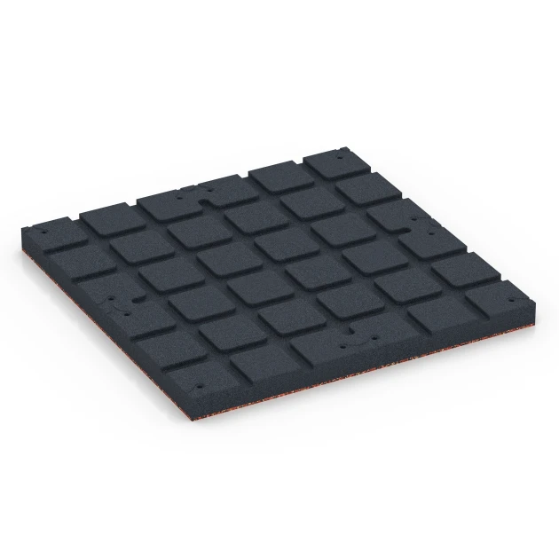 Aufsicht auf die Unterseite, also die Bodenseite von WARCO-Formteil 7145 - Podłoga na siłownię zewnętrzną im Format 60 x 60 x 4 cm | 0,36 m².