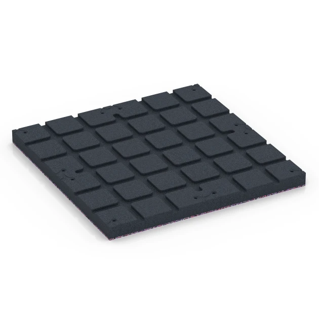 Aufsicht auf die Unterseite, also die Bodenseite von WARCO-Formteil 7146 - Podłoga na siłownię zewnętrzną im Format 60 x 60 x 4 cm | 0,36 m².