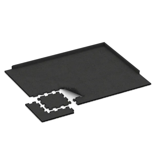 Typische Verlegung oder Einbausituation für den Artikel 2803 von WARCO - Nawierzchnia sportowa dla psów HD, Farbton Antracyt in der Abmessung 500 x 500 x 30 mm.