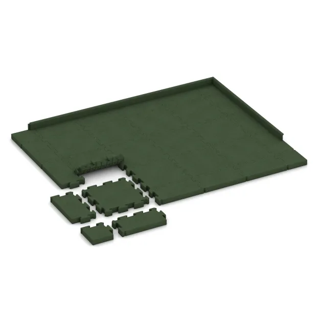 Typische Verlegung oder Einbausituation für den Artikel 3194 von WARCO - Mata Ochronna Fitness, Farbton Zielony trawiasty in der Abmessung 500 x 500 x 60 mm.