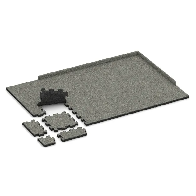 Typische Verlegung oder Einbausituation für den Artikel 3099 von WARCO - Mata Ochronna Fitness, Farbton Klasyczny granit in der Abmessung 500 x 500 x 50 mm.