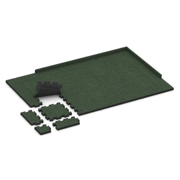 Typische Verlegung oder Einbausituation für den Artikel 4162 von WARCO - Nawierzchnia sportowa z gumy HD, Farbton Angielski trawnik in der Abmessung 500 x 500 x 50 mm.
