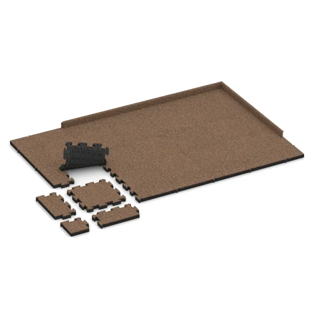 Typische Verlegung oder Einbausituation für den Artikel 3103 von WARCO - Mata Ochronna Fitness, Farbton Caffè latte in der Abmessung 500 x 500 x 50 mm.