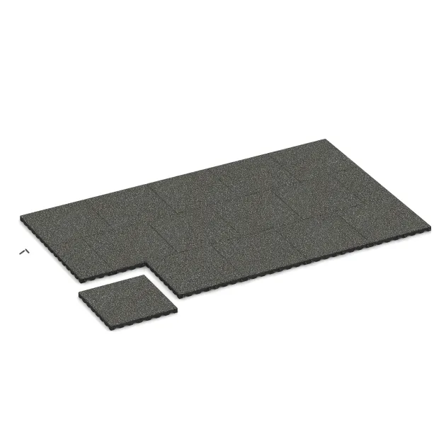 Typische Verlegung oder Einbausituation für den Artikel 5345 von WARCO - Płyta gumowa na plac zabaw, Farbton Ciemny granit in der Abmessung 500 x 500 x 40 mm.