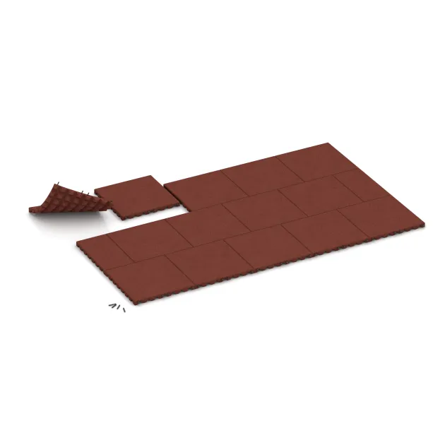 Typische Verlegung oder Einbausituation für den Artikel 3984 von WARCO - Płyta podłogowa dla psów, Farbton Czerwony ceglasty in der Abmessung 500 x 500 x 40 mm.