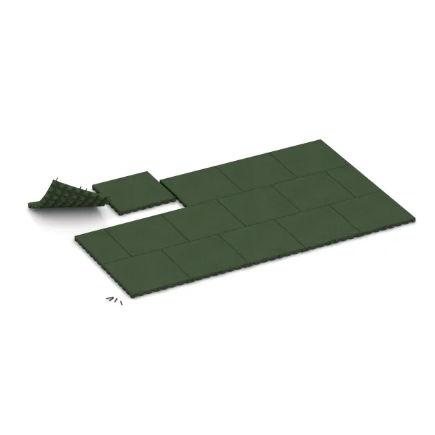 Typische Verlegung oder Einbausituation für den Artikel 3985 von WARCO - Płyta podłogowa dla psów, Farbton Zielony trawiasty in der Abmessung 500 x 500 x 40 mm.