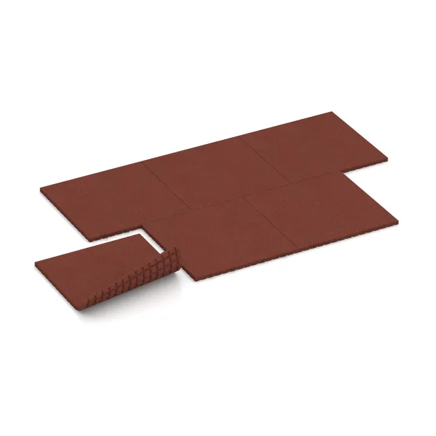 Typische Verlegung oder Einbausituation für den Artikel 5665 von WARCO - Płyta gumowa na plac zabaw 4 cm - EN 1177 ≤ 110 cm, Farbton Czerwony ceglasty in der Abmessung 1000 x 1000 x 40 mm.