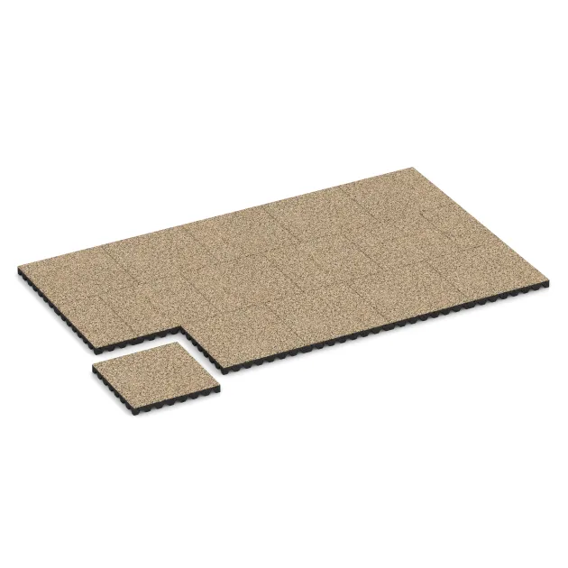 Typische Verlegung oder Einbausituation für den Artikel 5582 von WARCO - Mata bezpieczeństwa na plac zabaw 5 cm - EN 1177 ≤ 145 cm, Farbton Trawertyn in der Abmessung 500 x 500 x 50 mm.