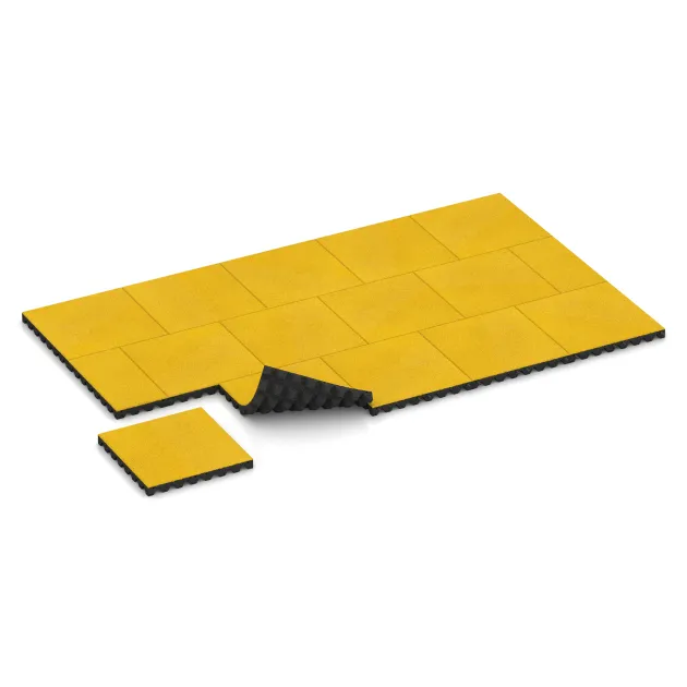 Typische Verlegung oder Einbausituation für den Artikel 0686 von WARCO - Płyta gumowa na plac zabaw, Farbton Żółty cytrynowy in der Abmessung 500 x 500 x 50 mm.
