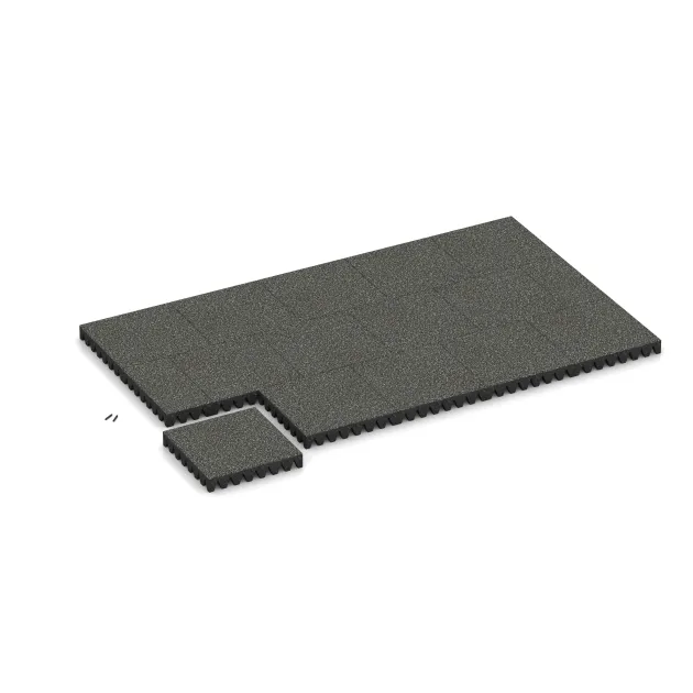 Typische Verlegung oder Einbausituation für den Artikel 5364 von WARCO - Płyta gumowa na plac zabaw, Farbton Ciemny granit in der Abmessung 500 x 500 x 80 mm.