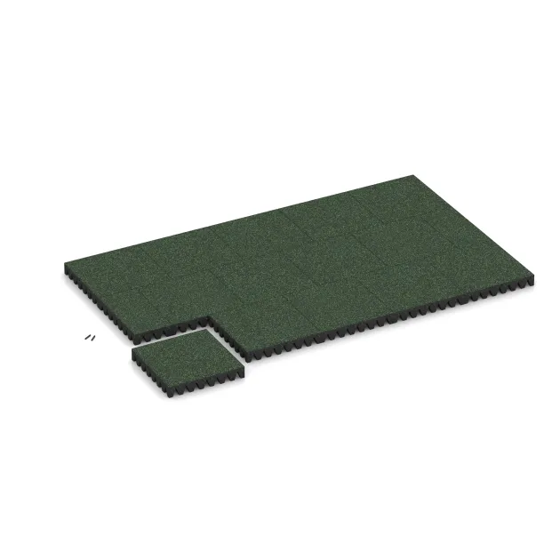 Typische Verlegung oder Einbausituation für den Artikel 5365 von WARCO - Płyta gumowa na plac zabaw, Farbton Angielski trawnik in der Abmessung 500 x 500 x 80 mm.