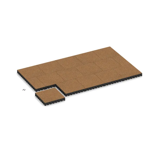 Typische Verlegung oder Einbausituation für den Artikel 5373 von WARCO - Płyta gumowa na plac zabaw, Farbton Terakota in der Abmessung 500 x 500 x 80 mm.