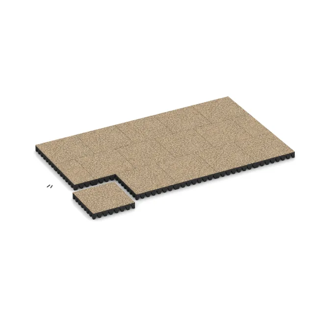 Typische Verlegung oder Einbausituation für den Artikel 5374 von WARCO - Płyta gumowa na plac zabaw, Farbton Trawertyn in der Abmessung 500 x 500 x 80 mm.
