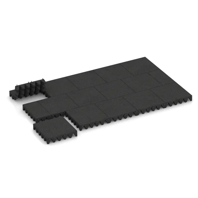 Typische Verlegung oder Einbausituation für den Artikel 0744 von WARCO - Płyta gumowa na plac zabaw, Farbton Antracyt in der Abmessung 500 x 500 x 100 mm.