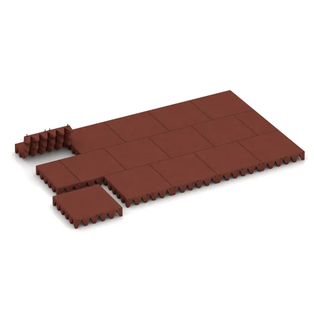 Typische Verlegung oder Einbausituation für den Artikel 0745 von WARCO - Płyta gumowa na plac zabaw, Farbton Czerwony ceglasty in der Abmessung 500 x 500 x 100 mm.