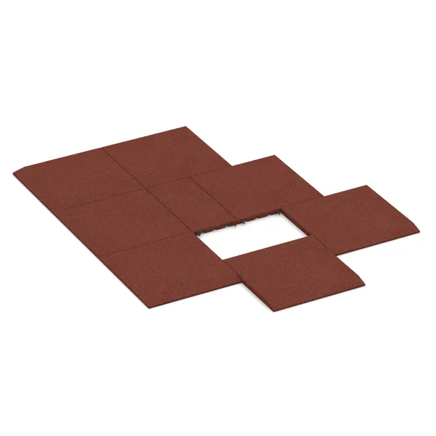 Typische Verlegung oder Einbausituation für den Artikel 0420 von WARCO - Płyta obrzeżowa (bok w kszałcie klina), Farbton Czerwony ceglasty in der Abmessung 500 x 500 x 30 mm.