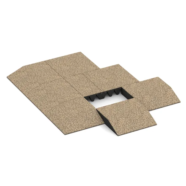 Typische Verlegung oder Einbausituation für den Artikel 3810 von WARCO - Płyta obrzeżowa (bok w kszałcie klina), Farbton Trawertyn in der Abmessung 500 x 500 x 100 mm.