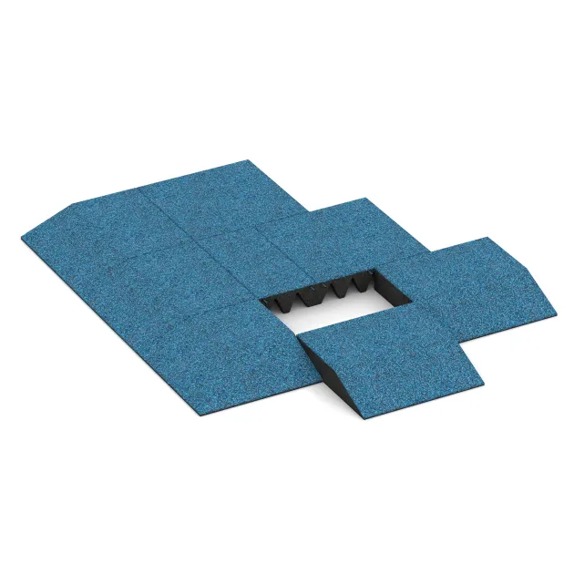 Typische Verlegung oder Einbausituation für den Artikel 3821 von WARCO - Płyta obrzeżowa (bok w kszałcie klina), Farbton Atlantyk in der Abmessung 500 x 500 x 100 mm.